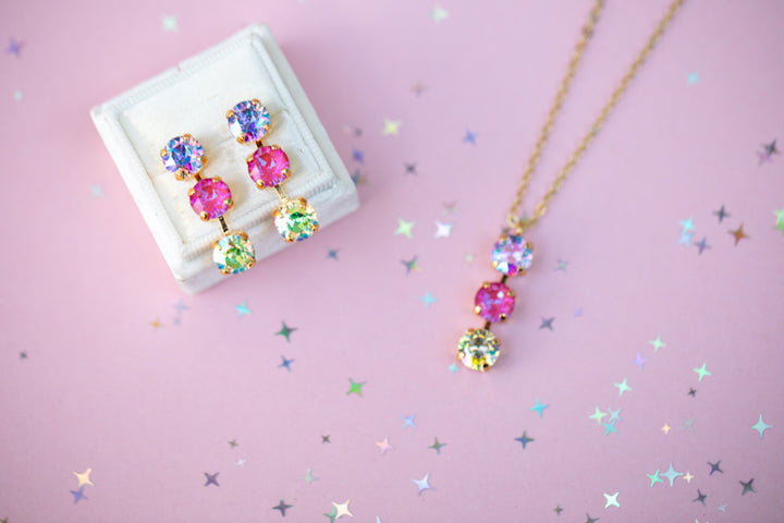 8mm 3 stone Necklace: Lake Dress
