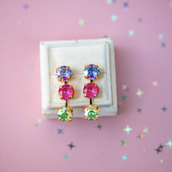 8mm 3 stone Earrings: Lake Dress