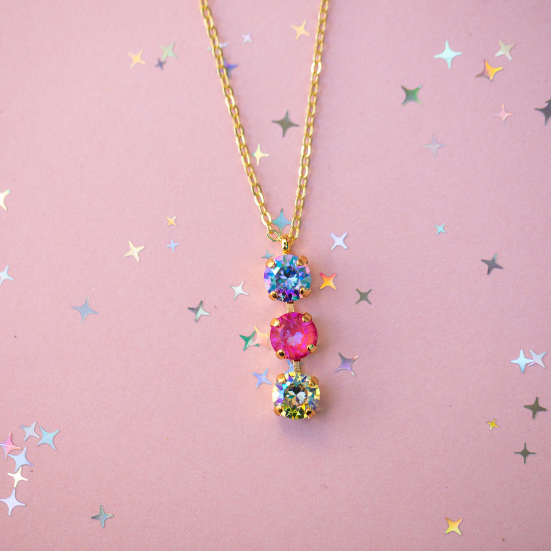 8mm 3 stone Necklace: Lake Dress