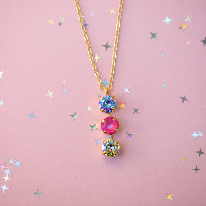 8mm 3 stone Necklace: Lake Dress