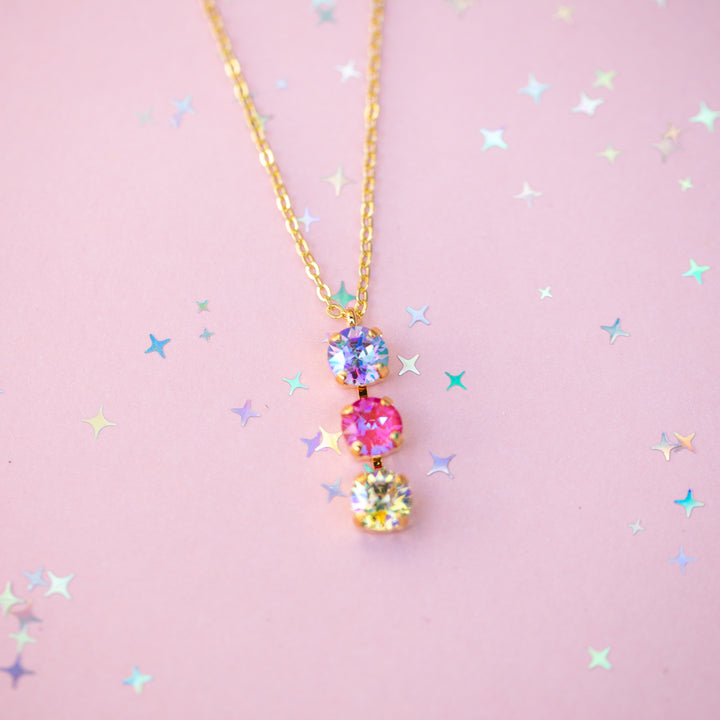 8mm 3 stone Necklace: Lake Dress