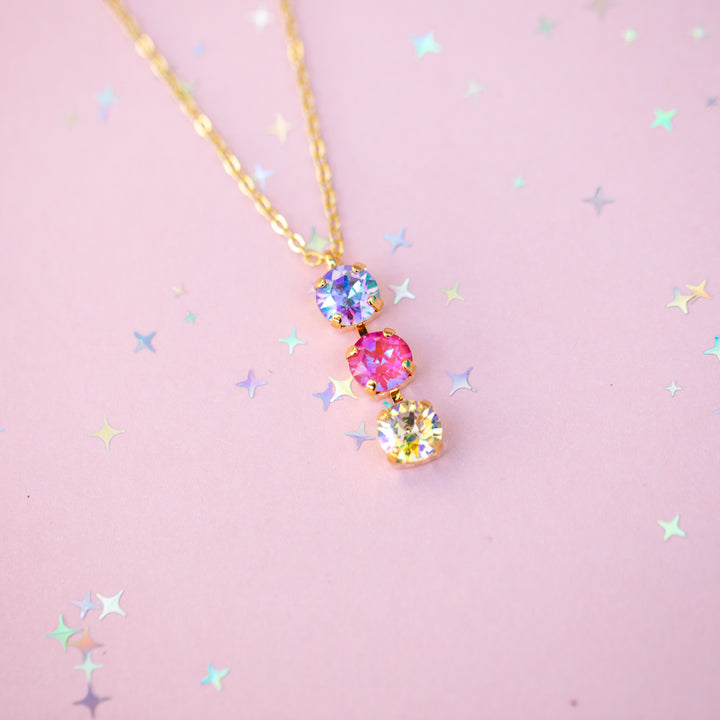8mm 3 stone Necklace: Lake Dress