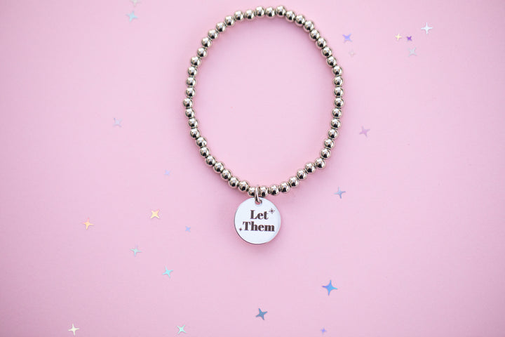 Beaded Charm Bracelet - Let Them - Choose setting Color
