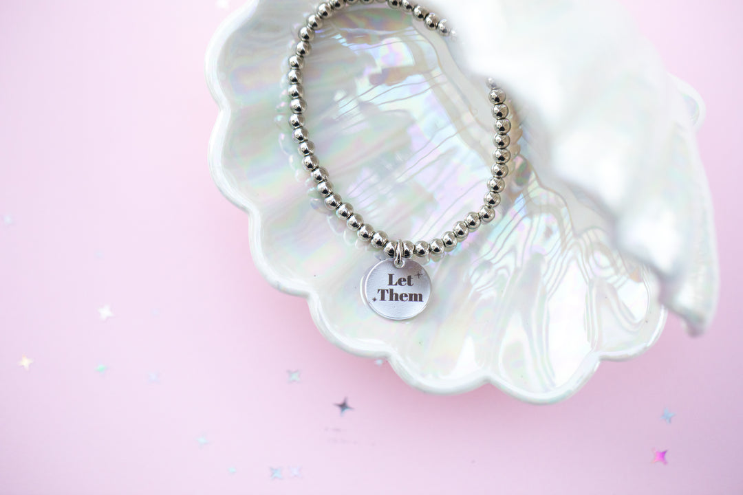 Beaded Charm Bracelet - Let Them - Choose setting Color
