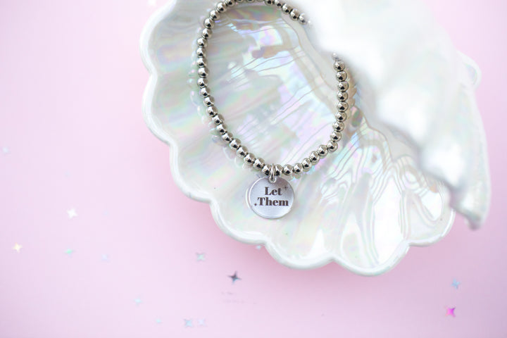 Beaded Charm Bracelet - Let Them - Choose setting Color