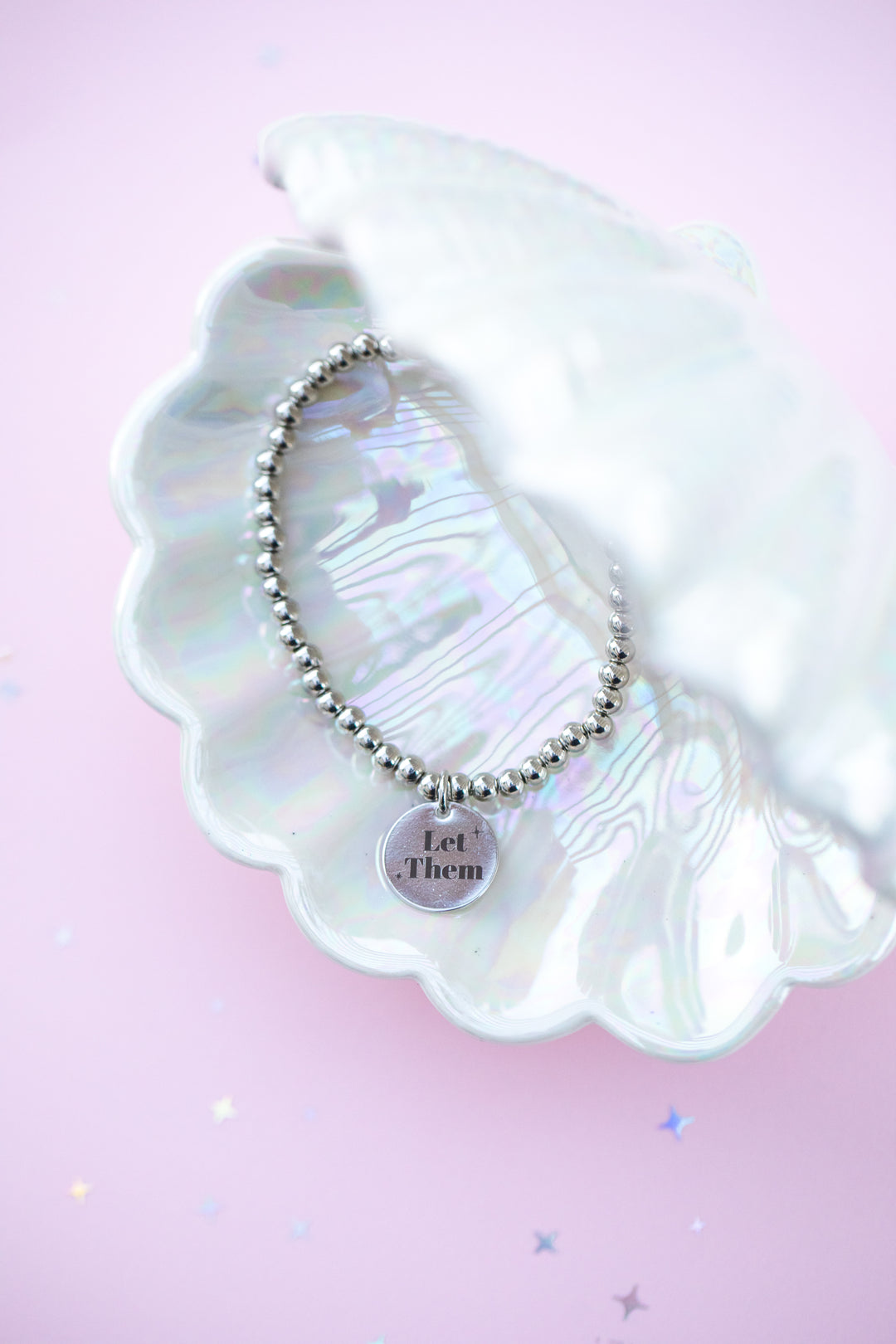 Beaded Charm Bracelet - Let Them - Choose setting Color