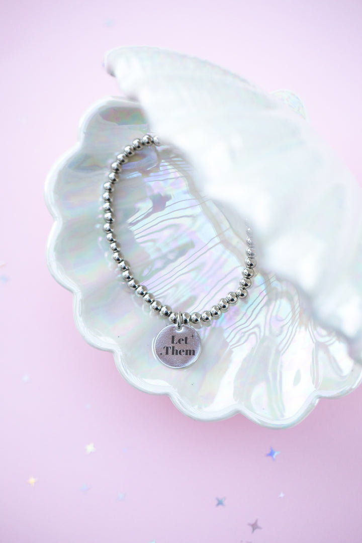 Beaded Charm Bracelet - Let Them - Choose setting Color