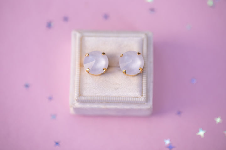 12mm Rivoli Stud OR Drop Earrings- Electric White Twinkle