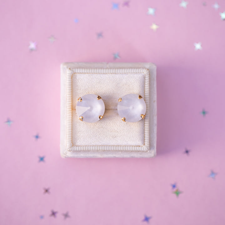 12mm Rivoli Stud OR Drop Earrings- Electric White Twinkle