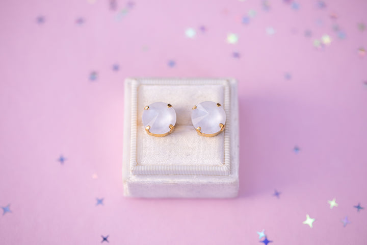12mm Rivoli Stud OR Drop Earrings- Electric White Twinkle
