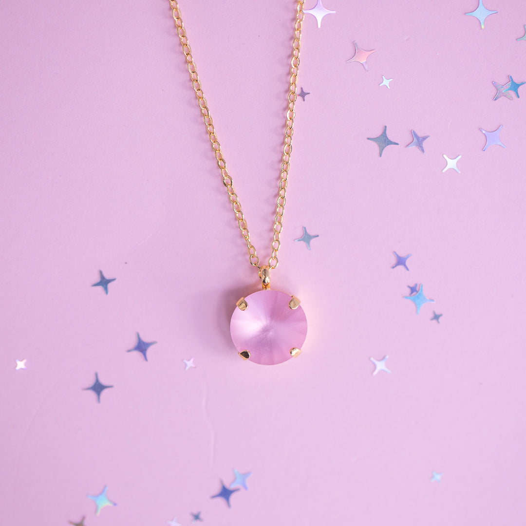 12mm Rivoli Necklace - Light Rose Matte -select color setting
