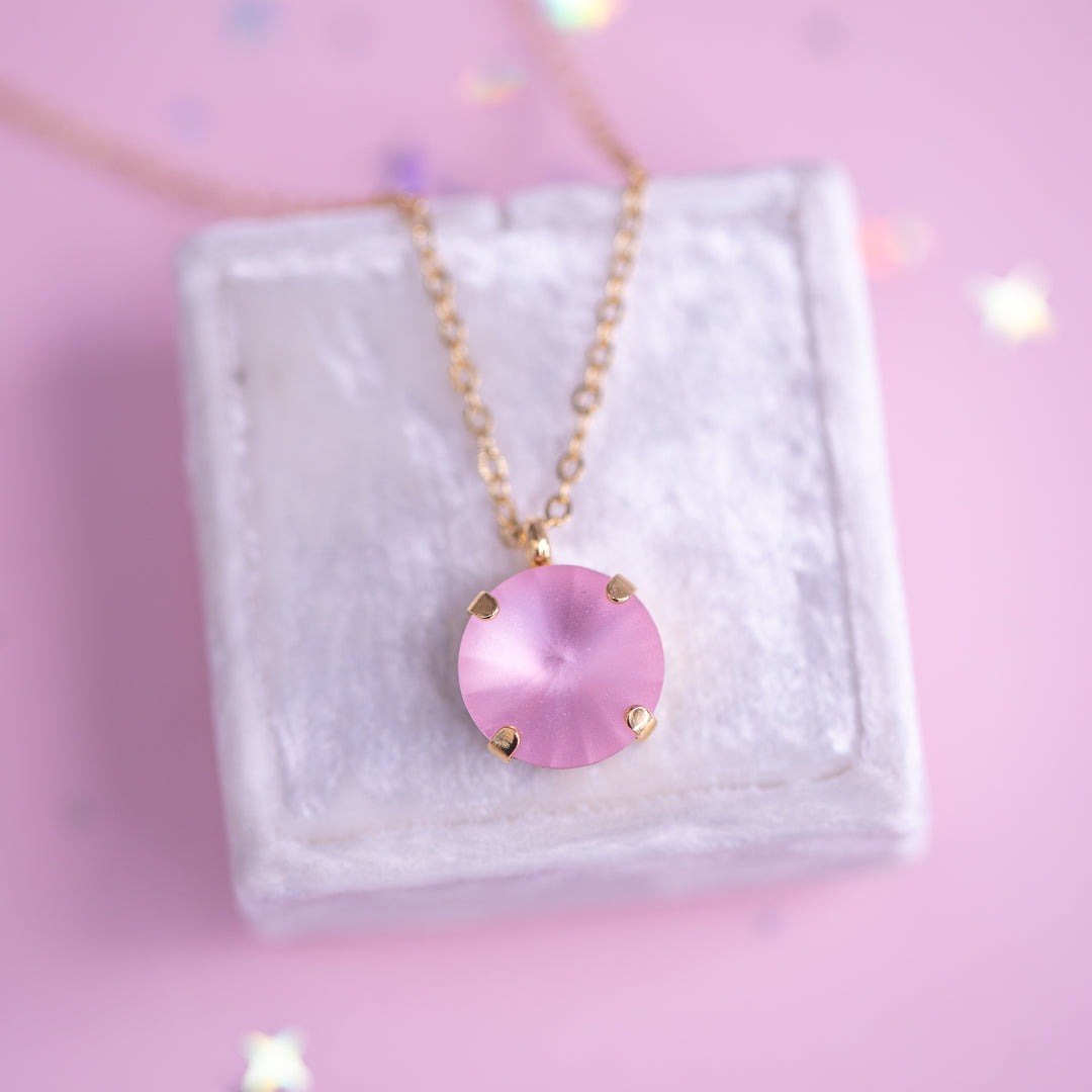 12mm Rivoli Necklace - Light Rose Matte -select color setting