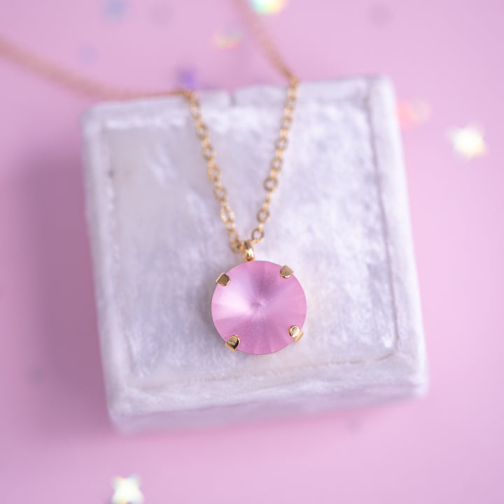 12mm Rivoli Necklace - Light Rose Matte -select color setting