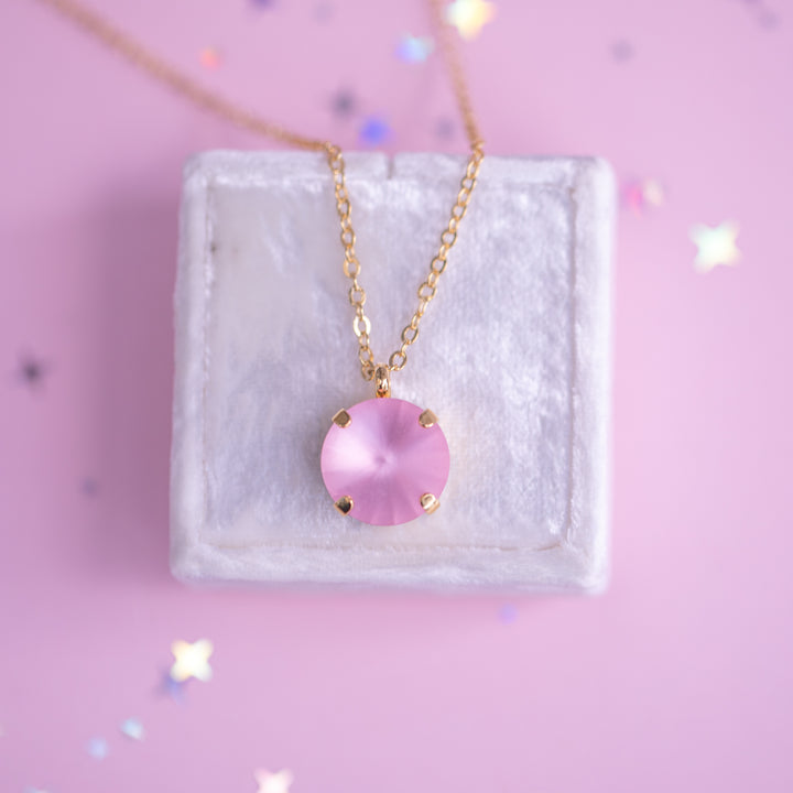 12mm Rivoli Necklace - Light Rose Matte -select color setting