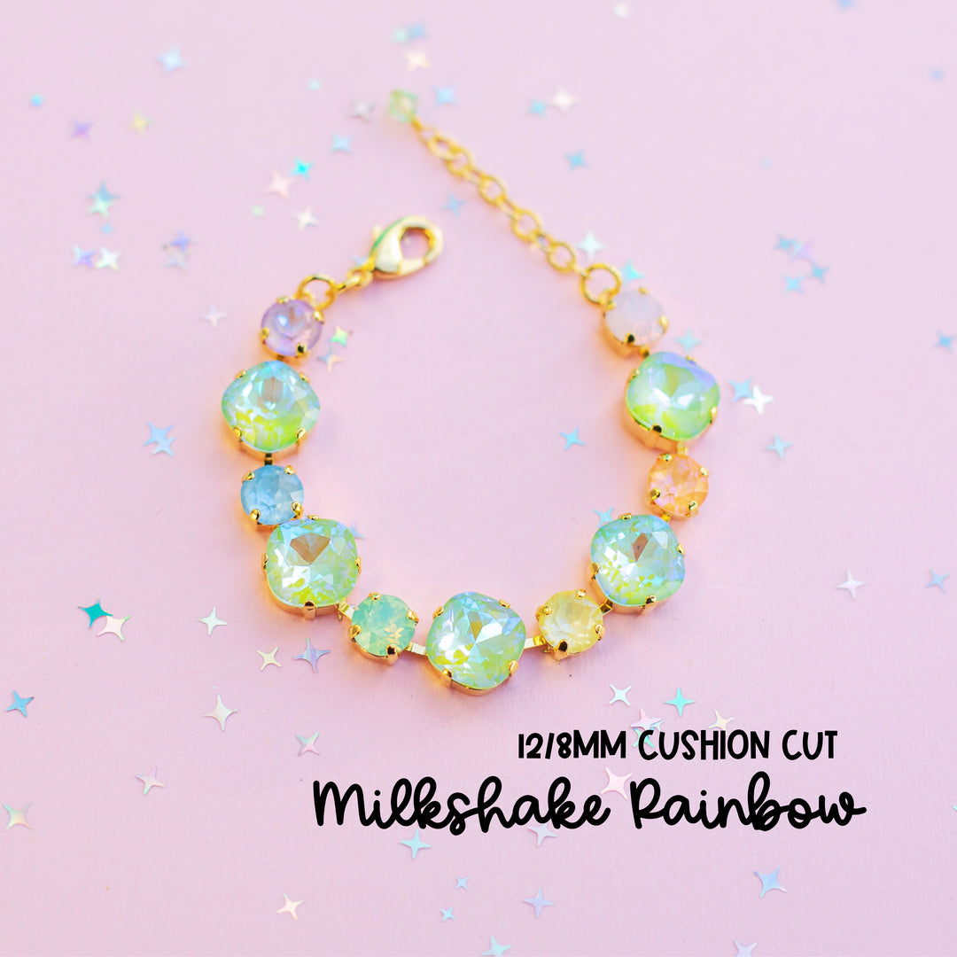 Necklace with colorful beads on a pink background