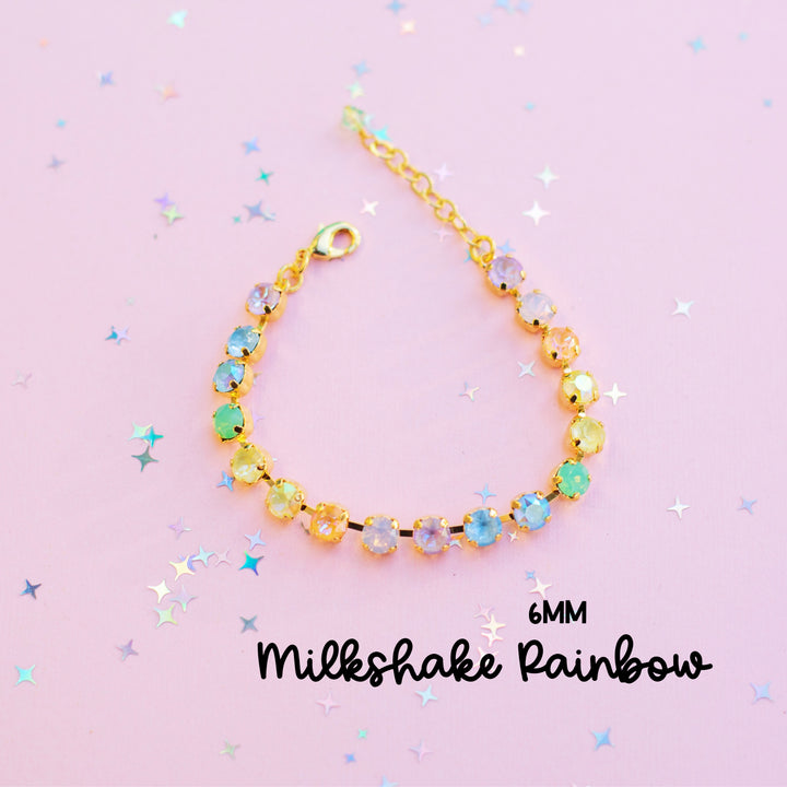 6mm Crystal Bracelet: Milkshake Rainbow