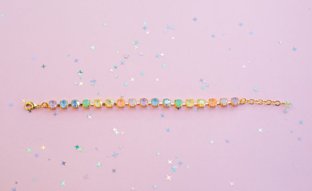 6mm Crystal Bracelet: Milkshake Rainbow