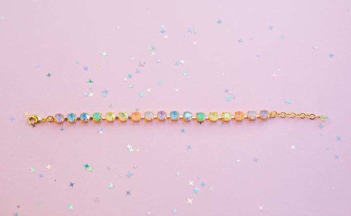 6mm Crystal Bracelet: Milkshake Rainbow