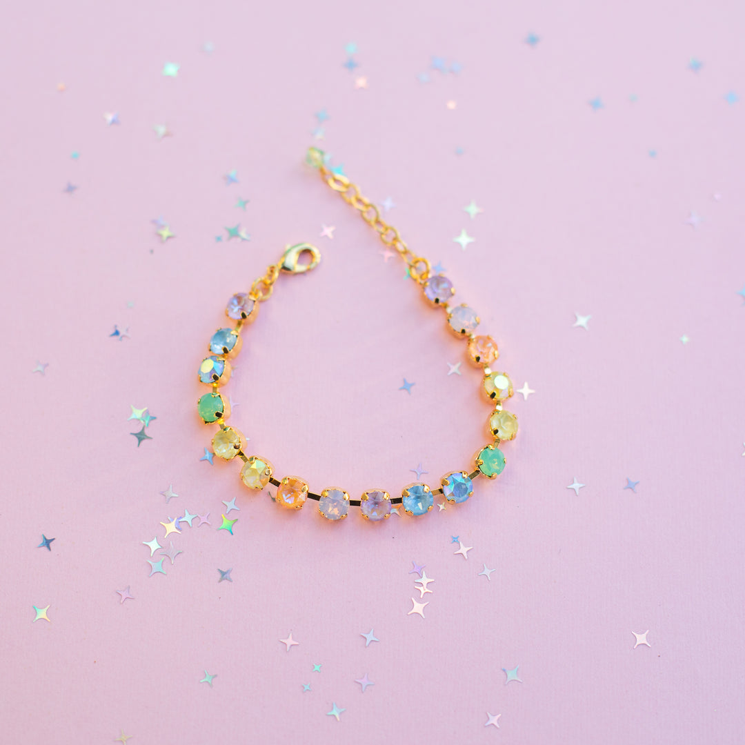 6mm Crystal Bracelet: Milkshake Rainbow