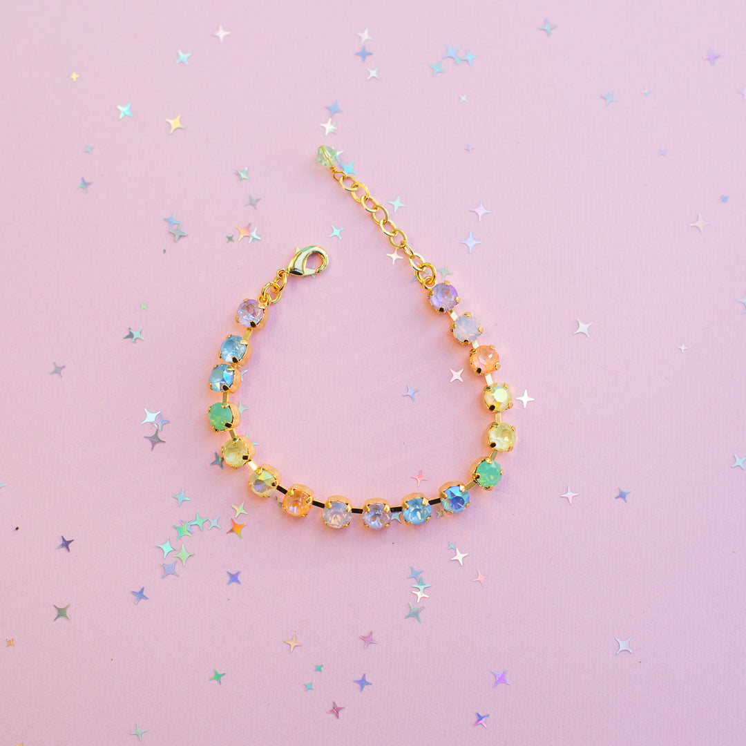 6mm Crystal Bracelet: Milkshake Rainbow