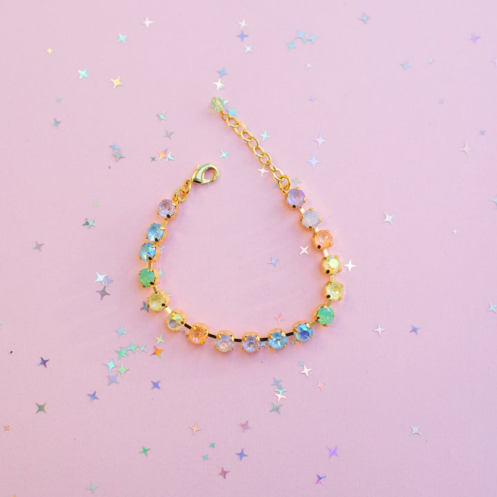 6mm Crystal Bracelet: Milkshake Rainbow