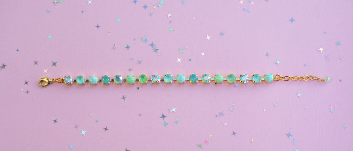 6mm Crystal Bracelet: Mint to Be Spring (with opals)