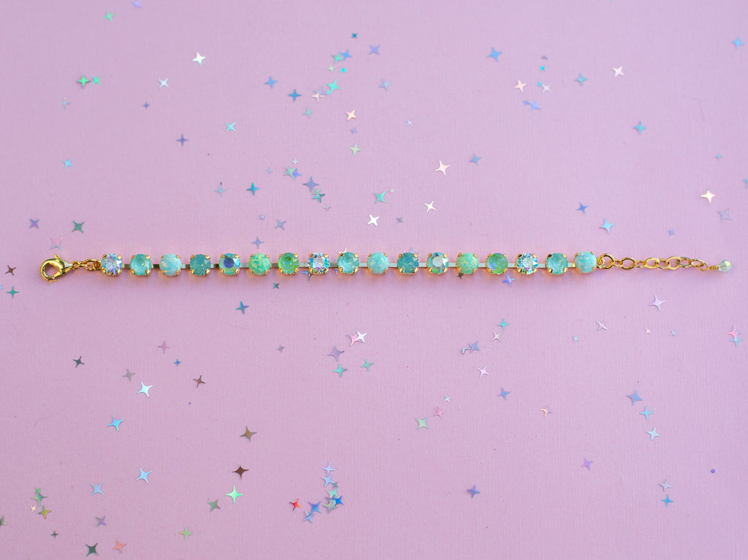 6mm Crystal Bracelet: Mint to Be Spring (with opals)
