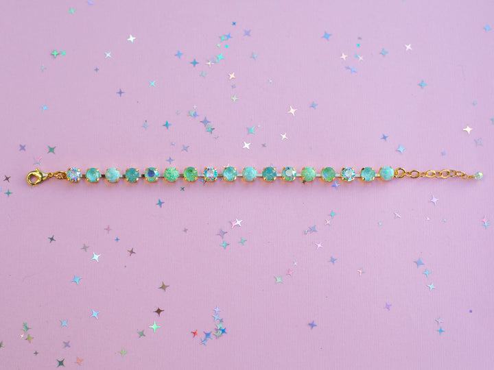 6mm Crystal Bracelet: Mint to Be Spring (with opals)