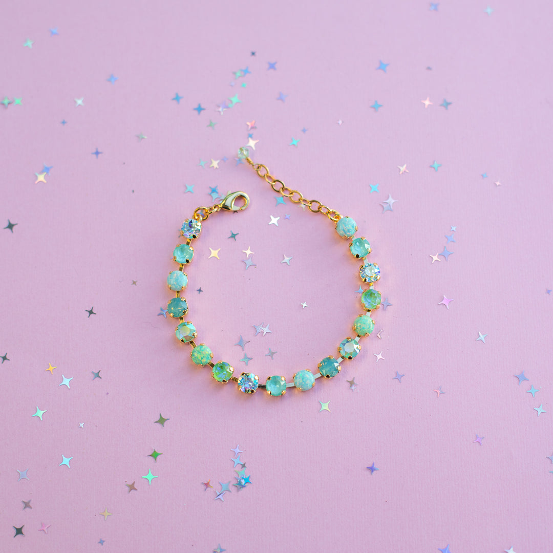 6mm Crystal Bracelet: Mint to Be Spring (with opals)