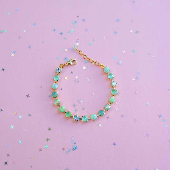 6mm Crystal Bracelet: Mint to Be Spring (with opals)