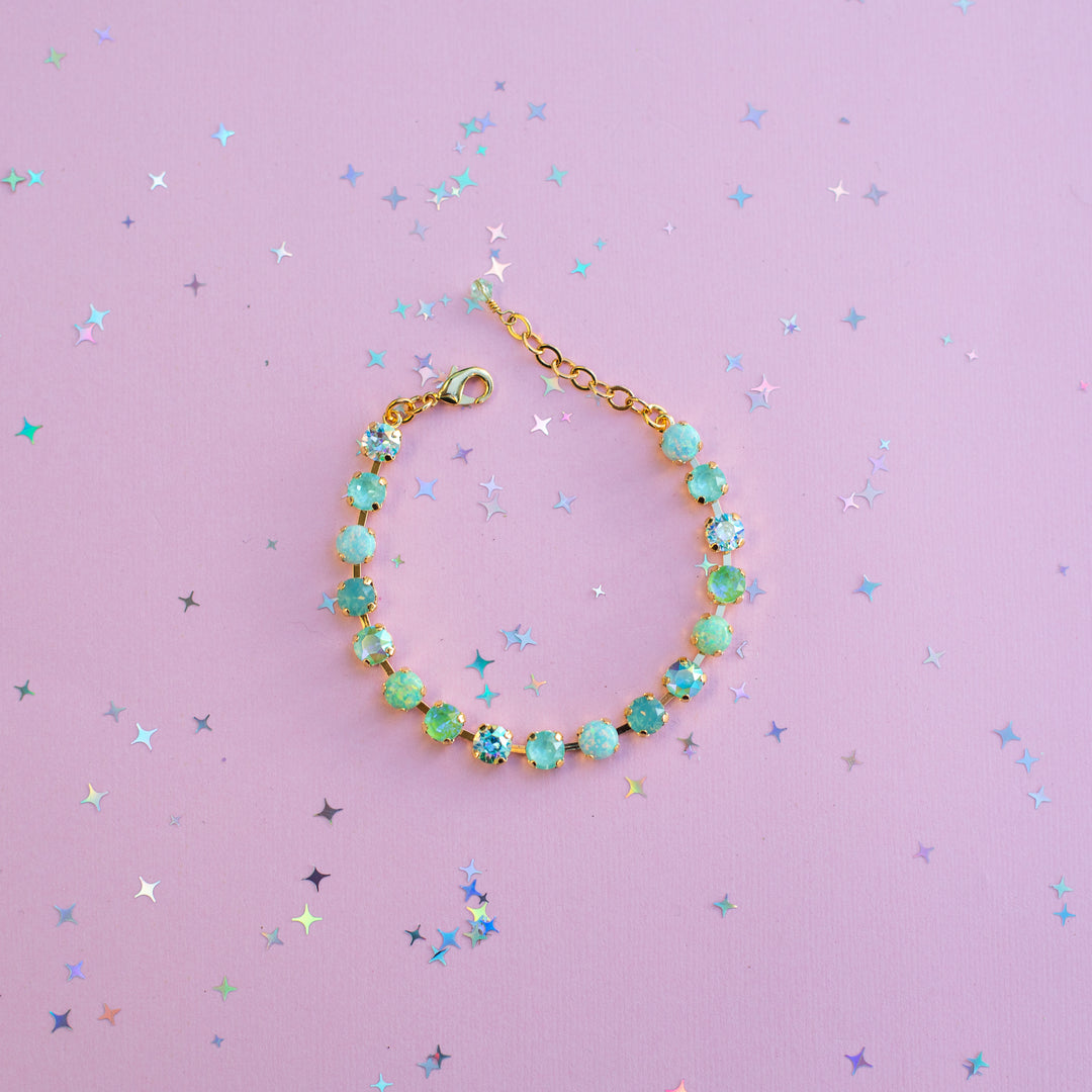 6mm Crystal Bracelet: Mint to Be Spring (with opals)