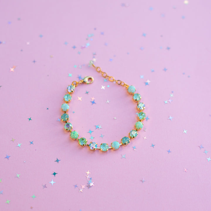 6mm Crystal Bracelet: Mint to Be Spring (with opals)
