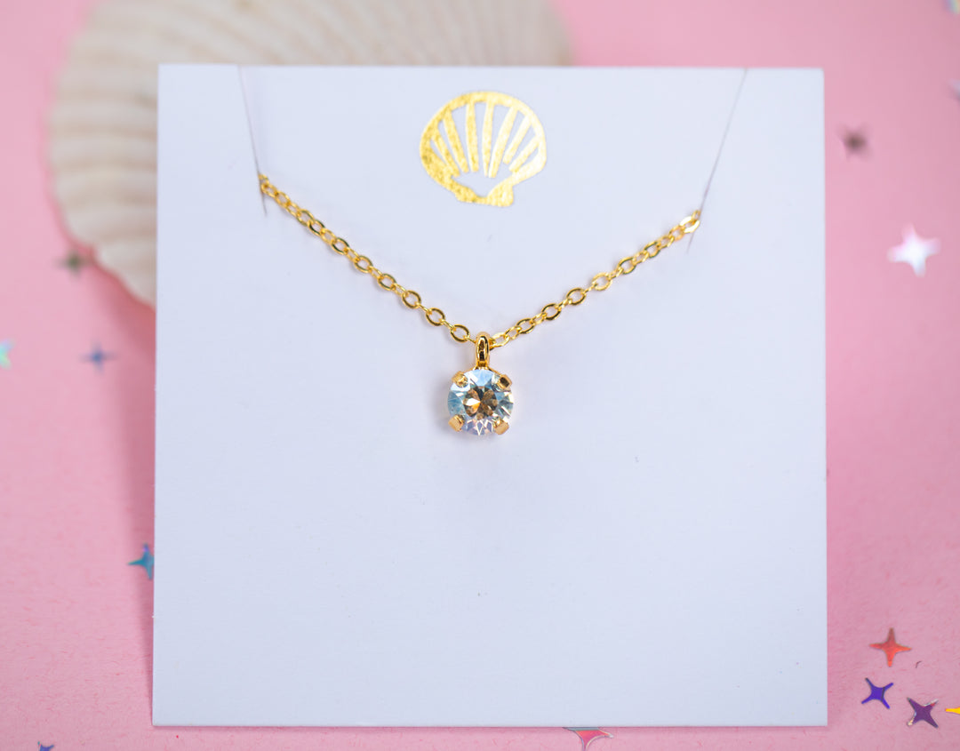 6mm Single Stone Necklace: (Moonlight)