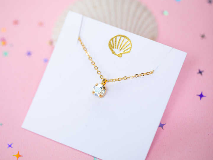 6mm Single Stone Necklace: (Moonlight)