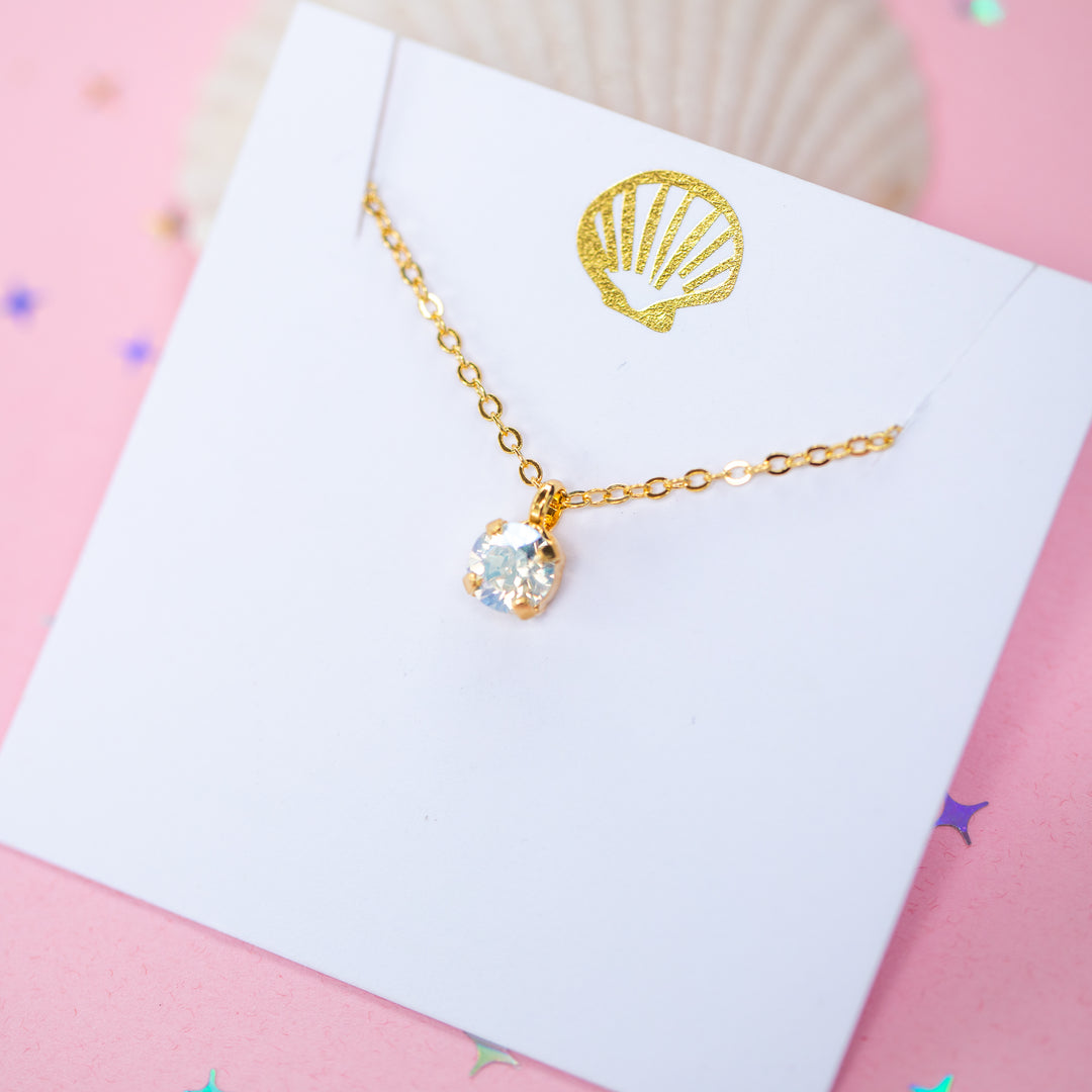 6mm Single Stone Necklace: (Moonlight)