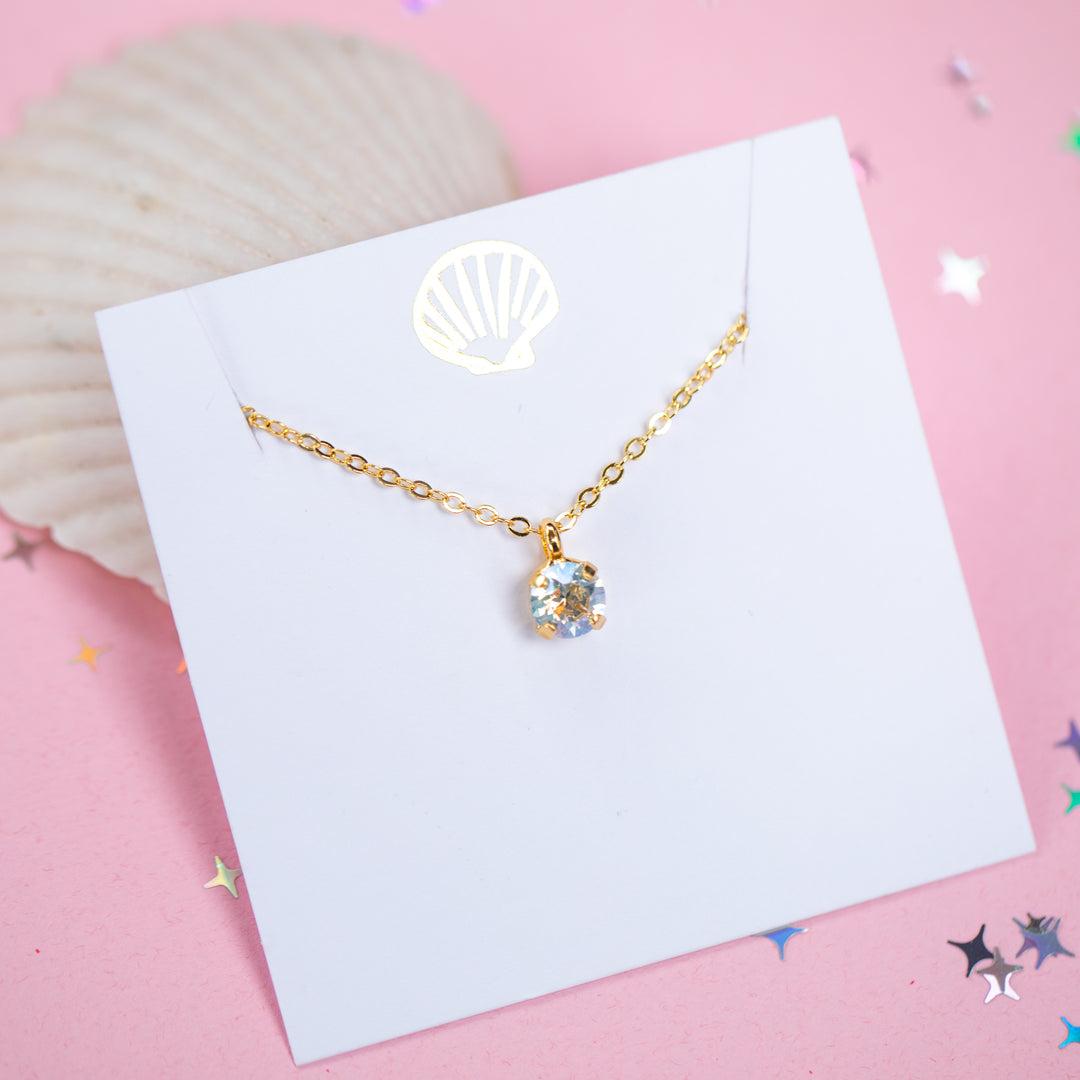 6mm Single Stone Necklace: (Moonlight)