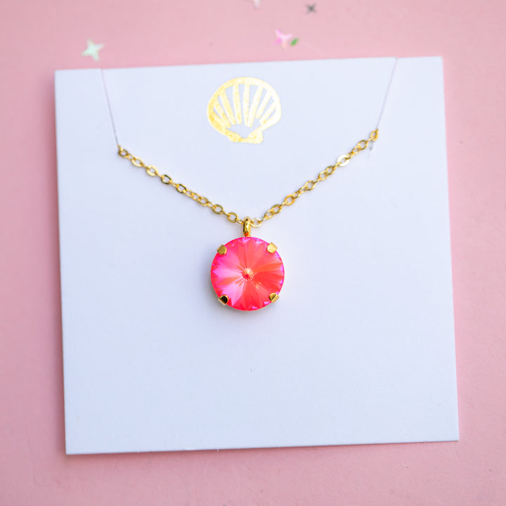 12mm Rivoli Necklace - Neon Watermelon Delite