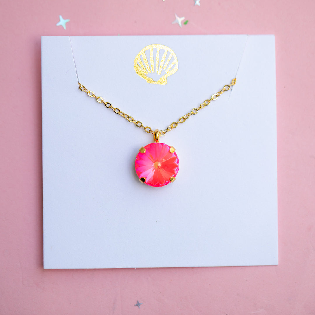 12mm Rivoli Necklace - Neon Watermelon Delite