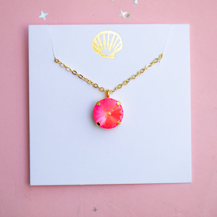 12mm Rivoli Necklace - Neon Watermelon Delite