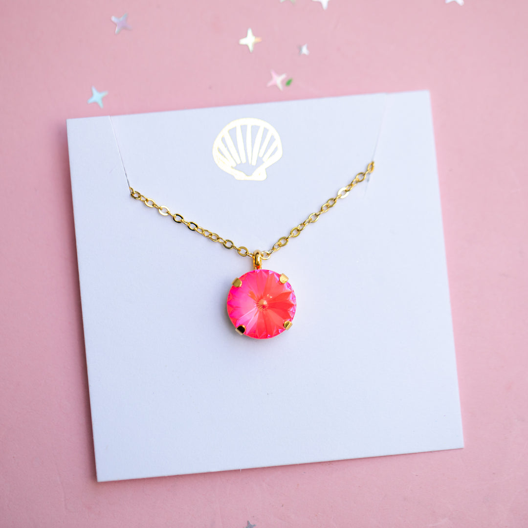 12mm Rivoli Necklace - Neon Watermelon Delite
