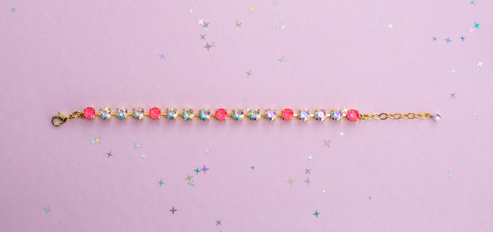 6mm Bracelet Neon Watermelon Delite Sparkle - Choose setting Color and Length