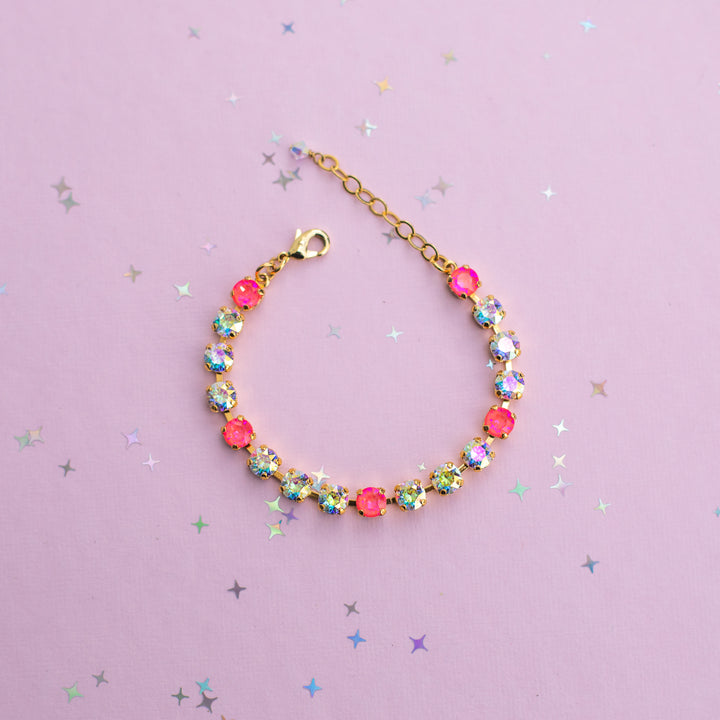 6mm Bracelet Neon Watermelon Delite Sparkle - Choose setting Color and Length