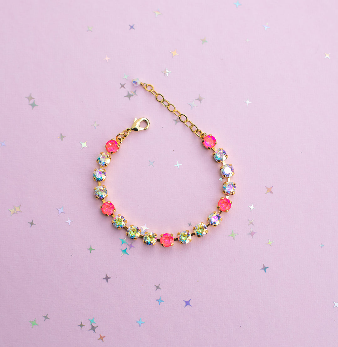 6mm Bracelet Neon Watermelon Delite Sparkle - Choose setting Color and Length