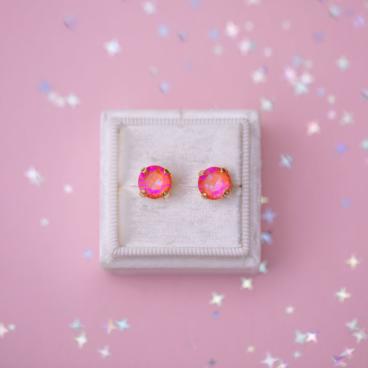 8mm Stud or Leverback Drop Earrings in Orange Glow Delite