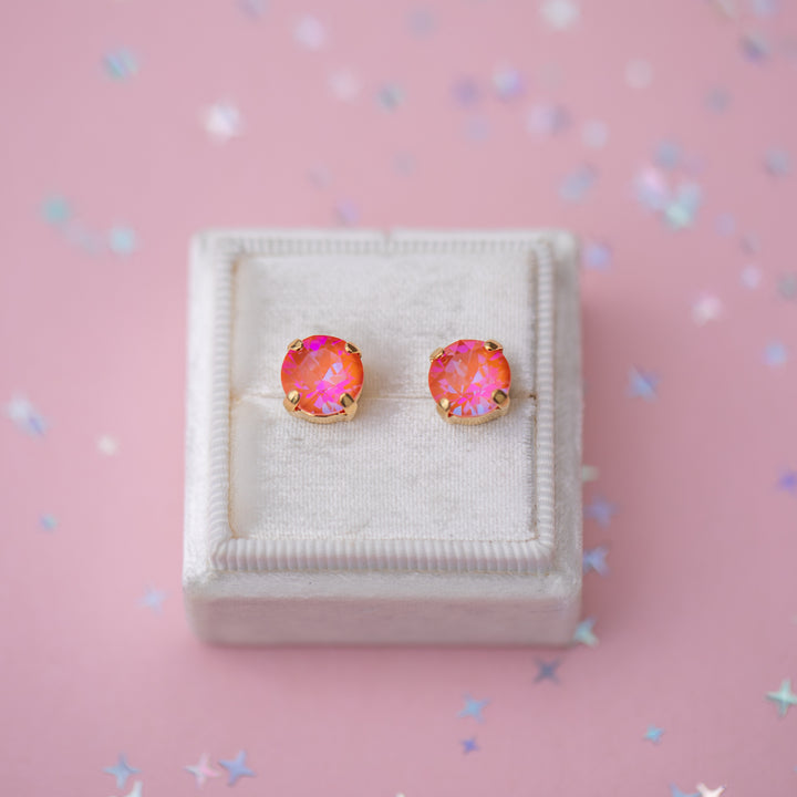8mm Stud or Leverback Drop Earrings in Orange Glow Delite