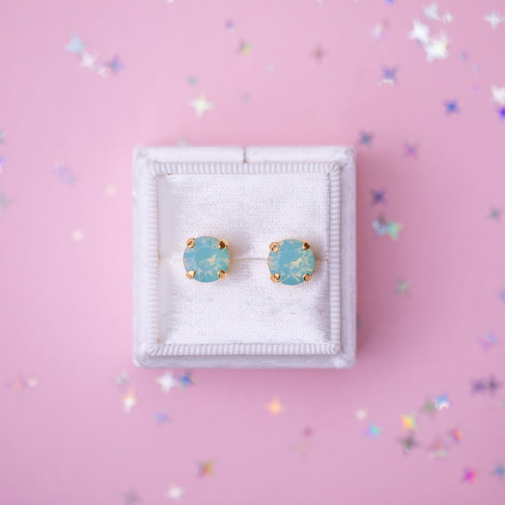 8mm Stud or Leverback Drop Earrings in Pacific Opal