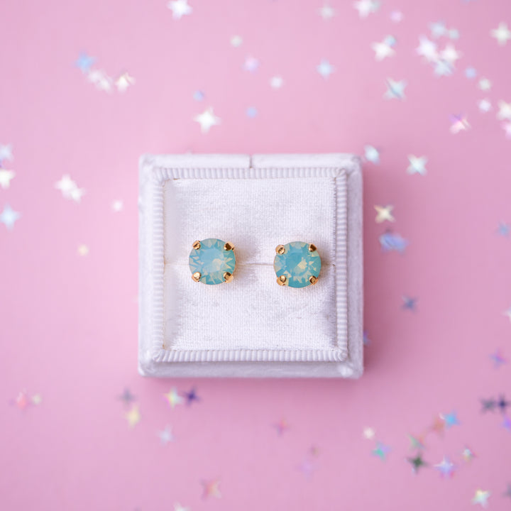 8mm Stud or Leverback Drop Earrings in Pacific Opal