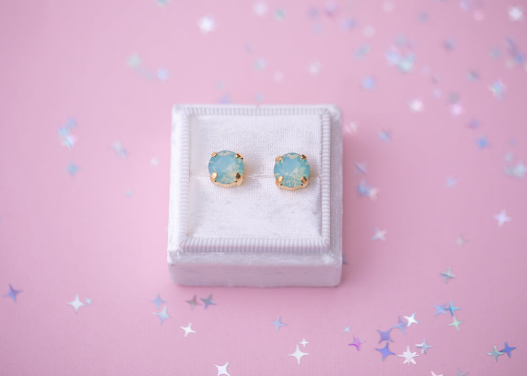 8mm Stud or Leverback Drop Earrings in Pacific Opal