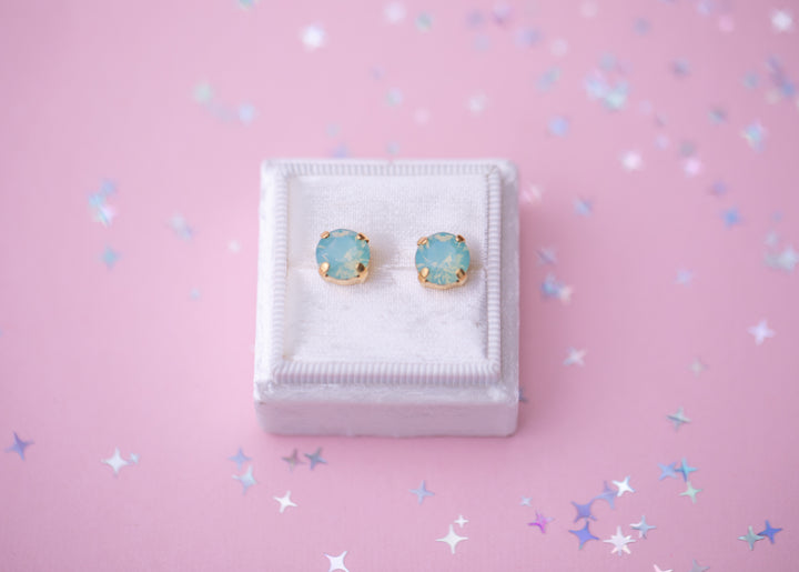 8mm Stud or Leverback Drop Earrings in Pacific Opal