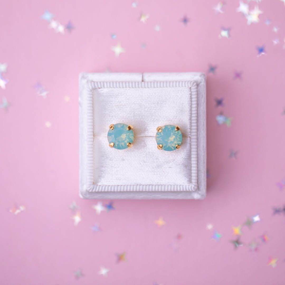 8mm Stud or Leverback Drop Earrings in Pacific Opal